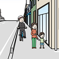 歩道は歩行者優先で、車道よりを徐行