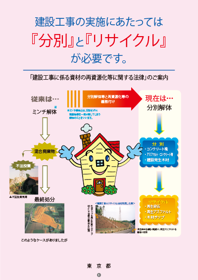 「建設工事に係る資材の再資源化等に関する法律」のパンフレット